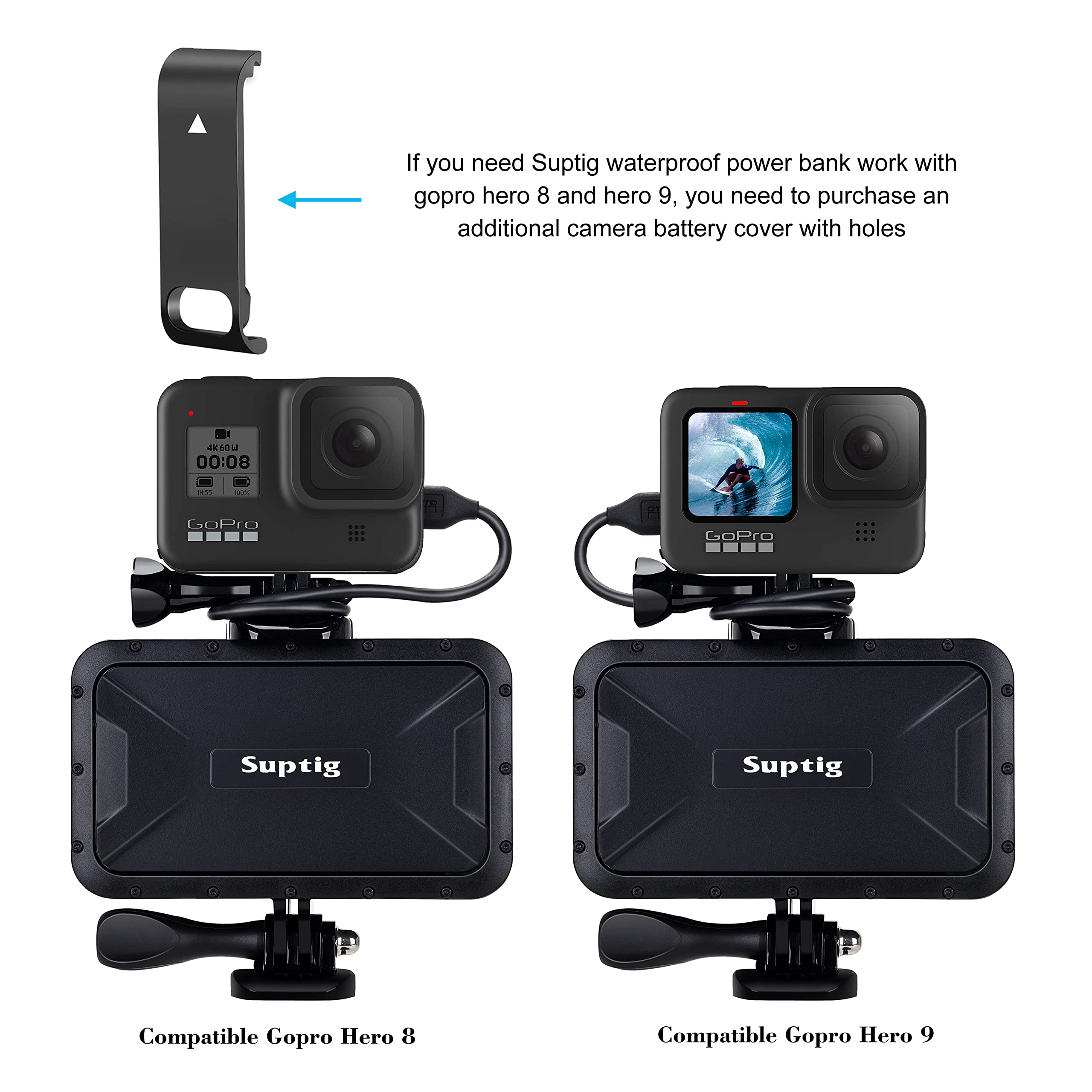 Portable 7800mAh Power Bank for Action Cameras and Phone Black